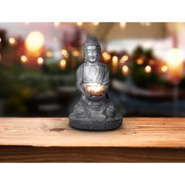 Szolár műanyag szürke világító Buddha figura
