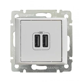 Valena fehér 2xUSB informatikai csatlakozó Legrand 770470