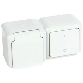 Forix IP44 fehér DK-102_D-2P+f kombinált kapcsoló és csatlakozó aljzat, csapófedeles Legrand 782372